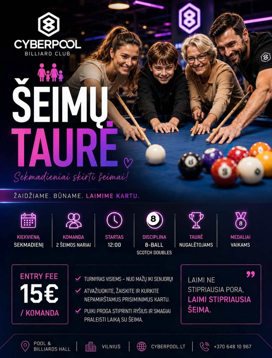CYBERPOOL Šeimų lyga – renginio vizualas
